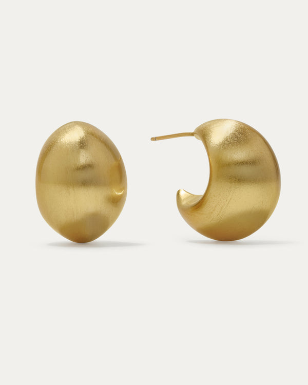 Bold Dome Earrings Brushed Surface
